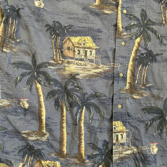 Woolrich Button Up Shirt Mens 2XL Blue Tropical Hawaiian Short Sleeve Vintage - Picture 4 of 9